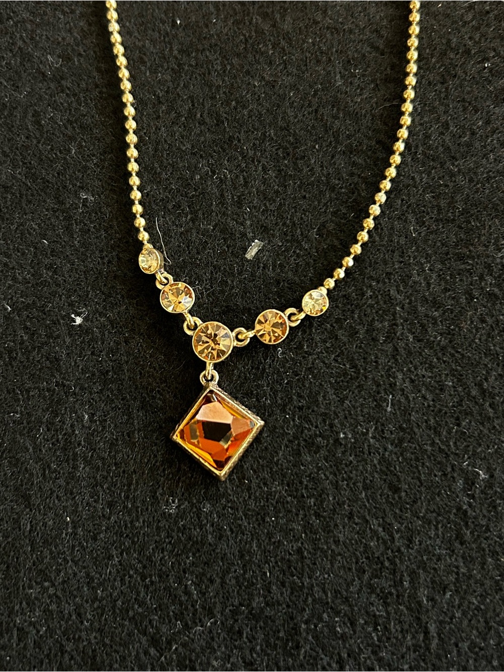 Givenchy Gold-Tone Necklace with Amber Crystal Pendant